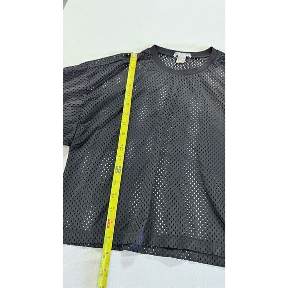 Forever 21 Women's Crew Neck Short Sleeve Mesh Cropped Top Black Size Small - Picture 5 of 9